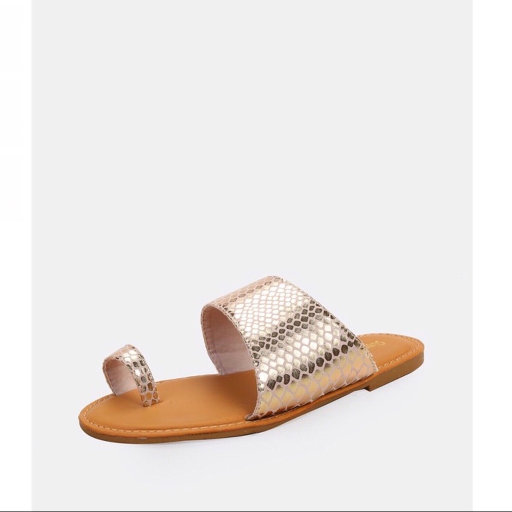 Metallic Gold Snakeskin Print Sandals